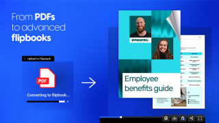 cover for article entitled "Elevating employee benefits creation: The move from PDFs to advanced flipbooks" with text saying "From PDFs to advanced flipbooks"