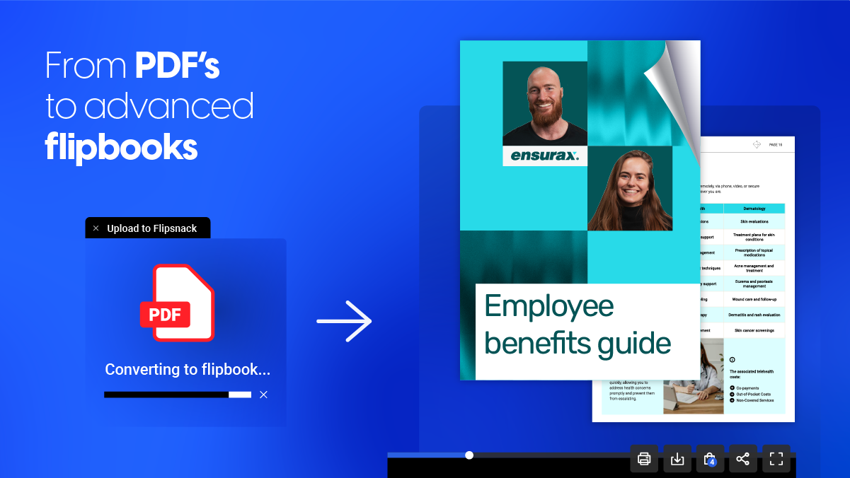 cover for article entitled "Elevating employee benefits creation: The move from PDFs to advanced flipbooks" with text saying "From PDF's to advanced flipbooks"