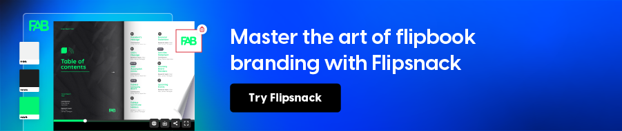 Banner about trying out Flipsnack for flipbook branding