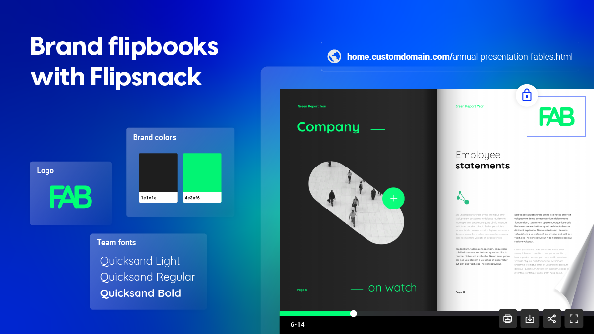 Cover image showing different branding options from Flipsnack