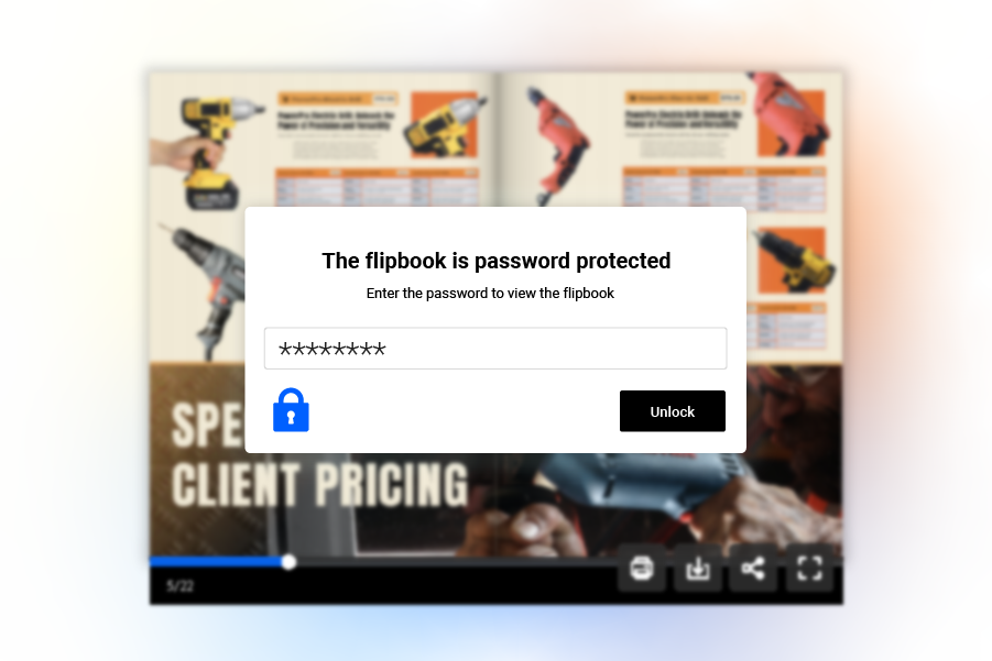 Visual representation of password protection in Flipsnack digital catalog