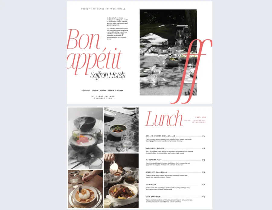 Digital Hotel Menu Template