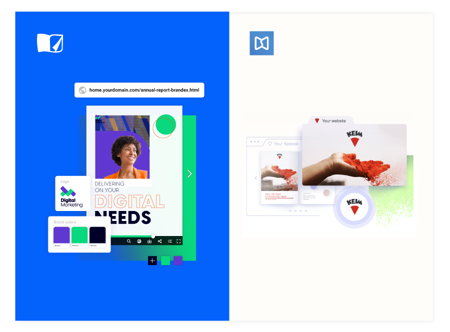 Branding options for flipbooks with Flipsnack vs. FlippingBook