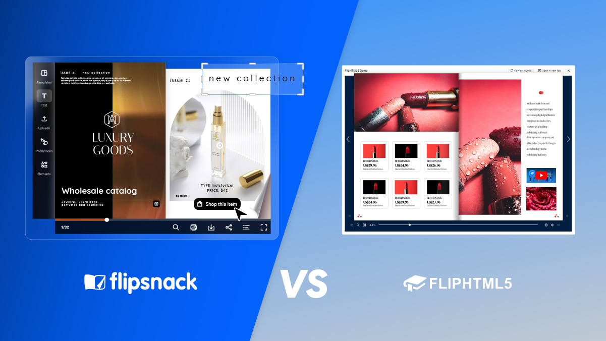 Cover of Flipsnack vs FlipHTML5 flipbook software