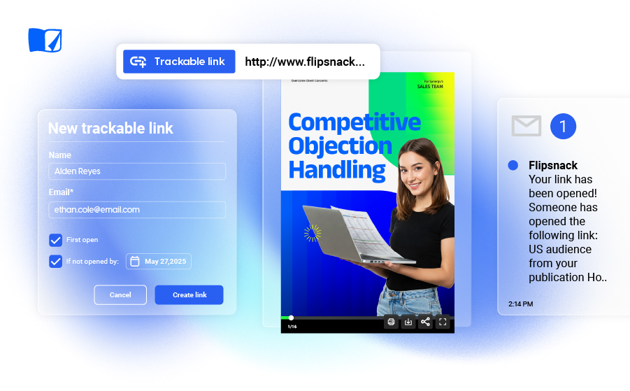 Flipsnack analytics by trackable links
