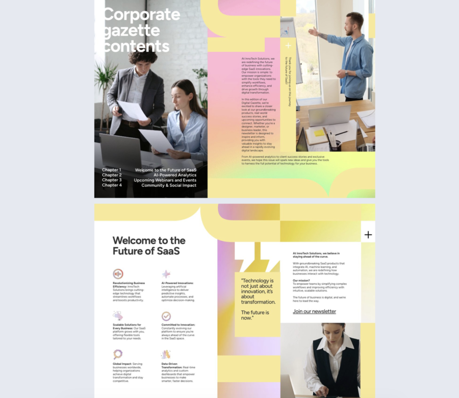 corporate magazine template example