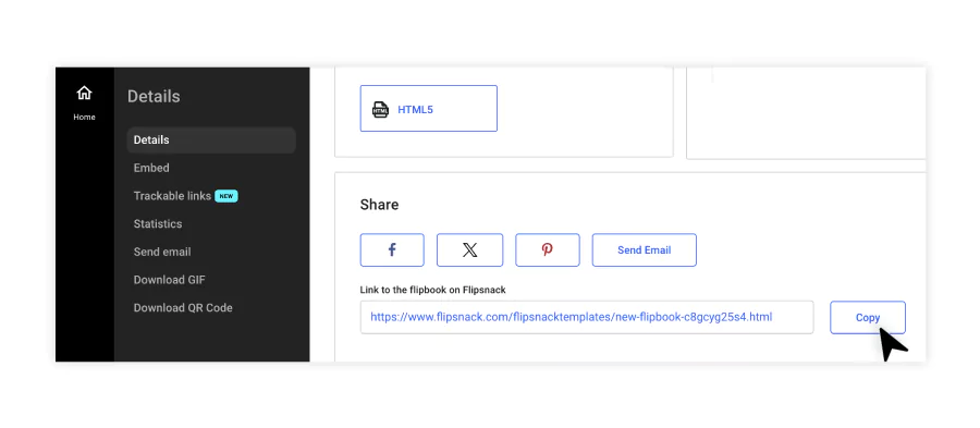 Sharing options explained for a flipbook