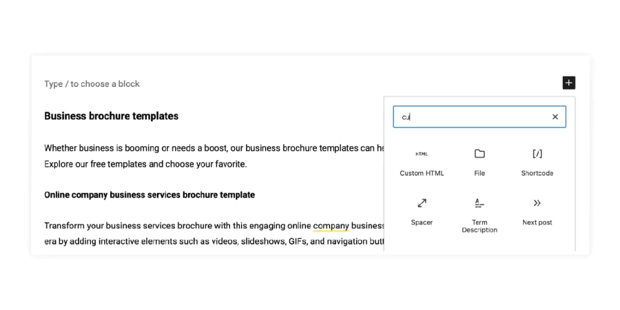 Custom HTML block in WordPress