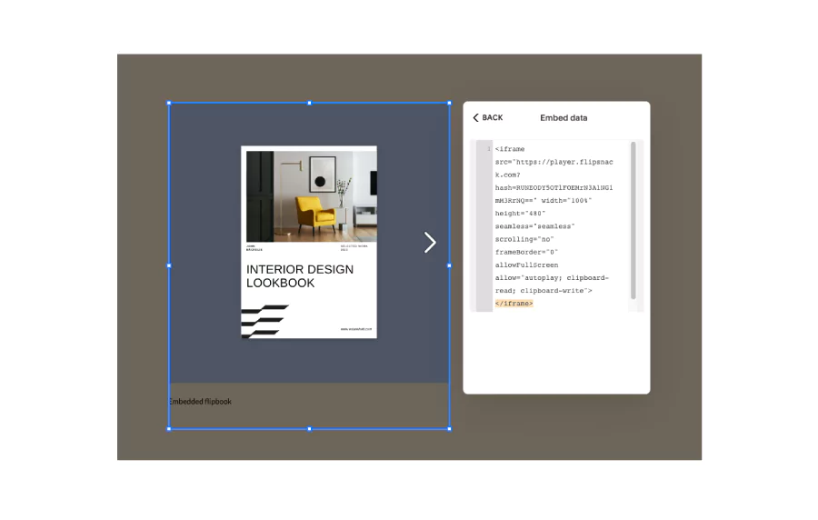 Flipbook embed code in Squarespace