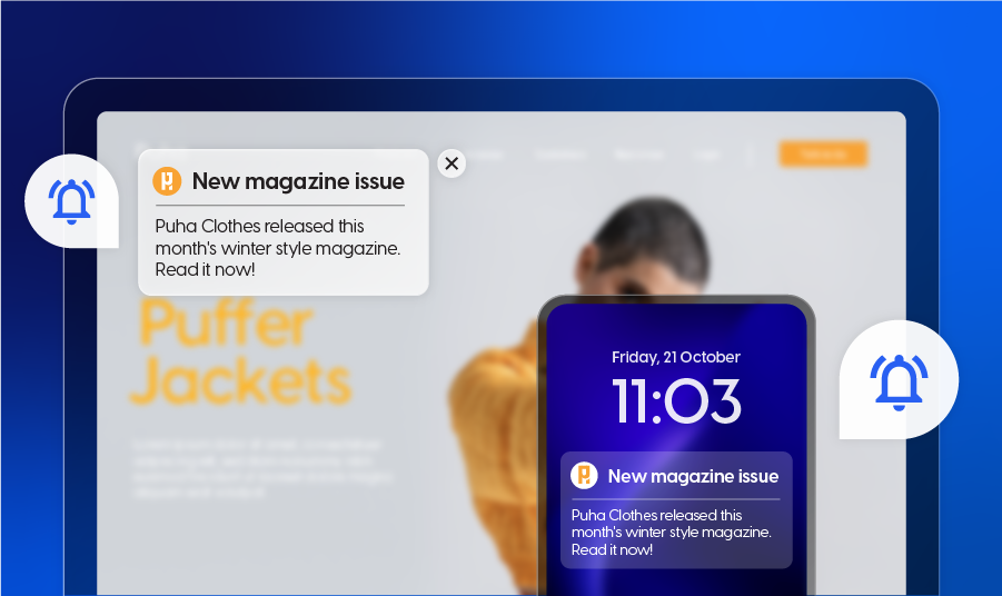 mock up of enabled push notifications in the context of digital magazines