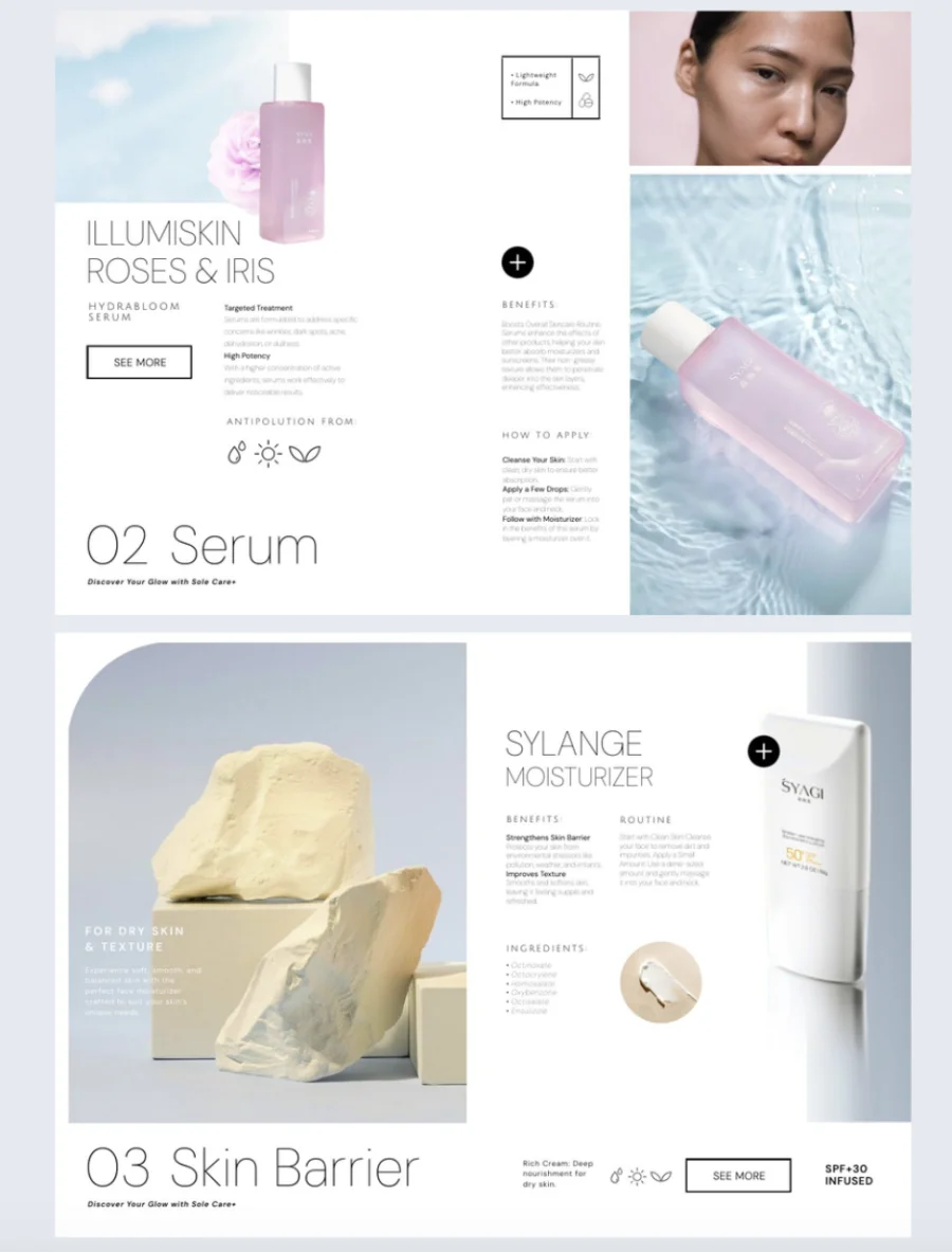 Beauty product catalog template made with Flipsnack