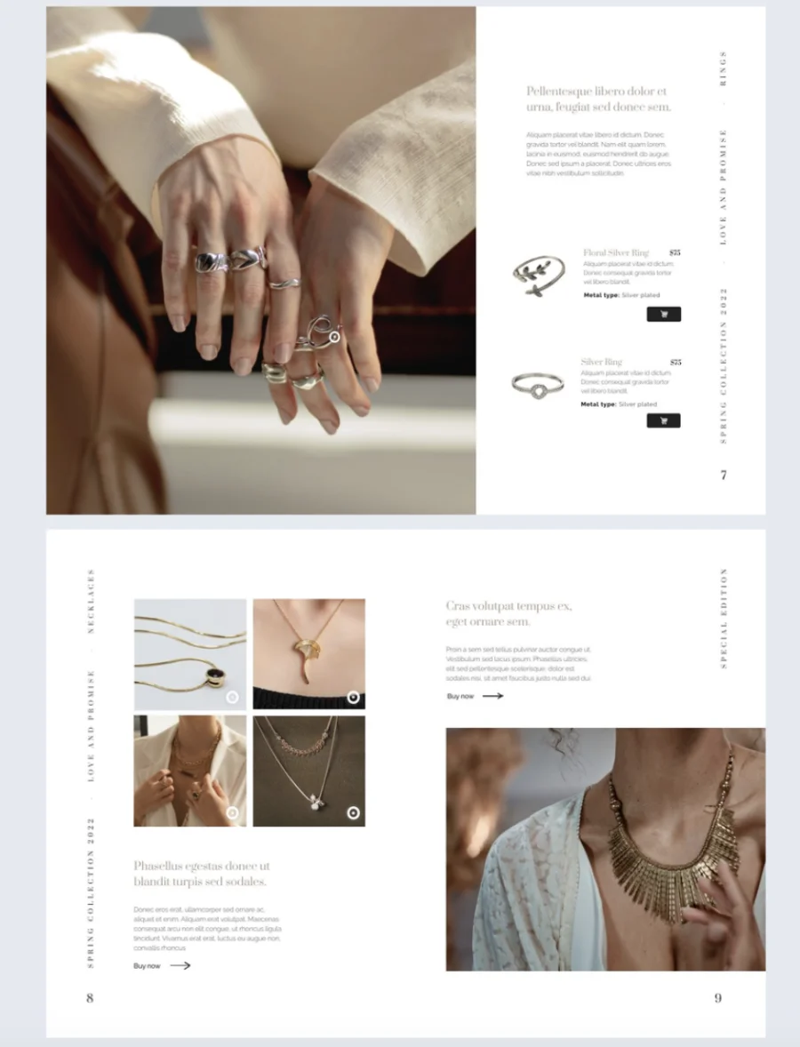 Jewelry product catalog template made with Flipsnack