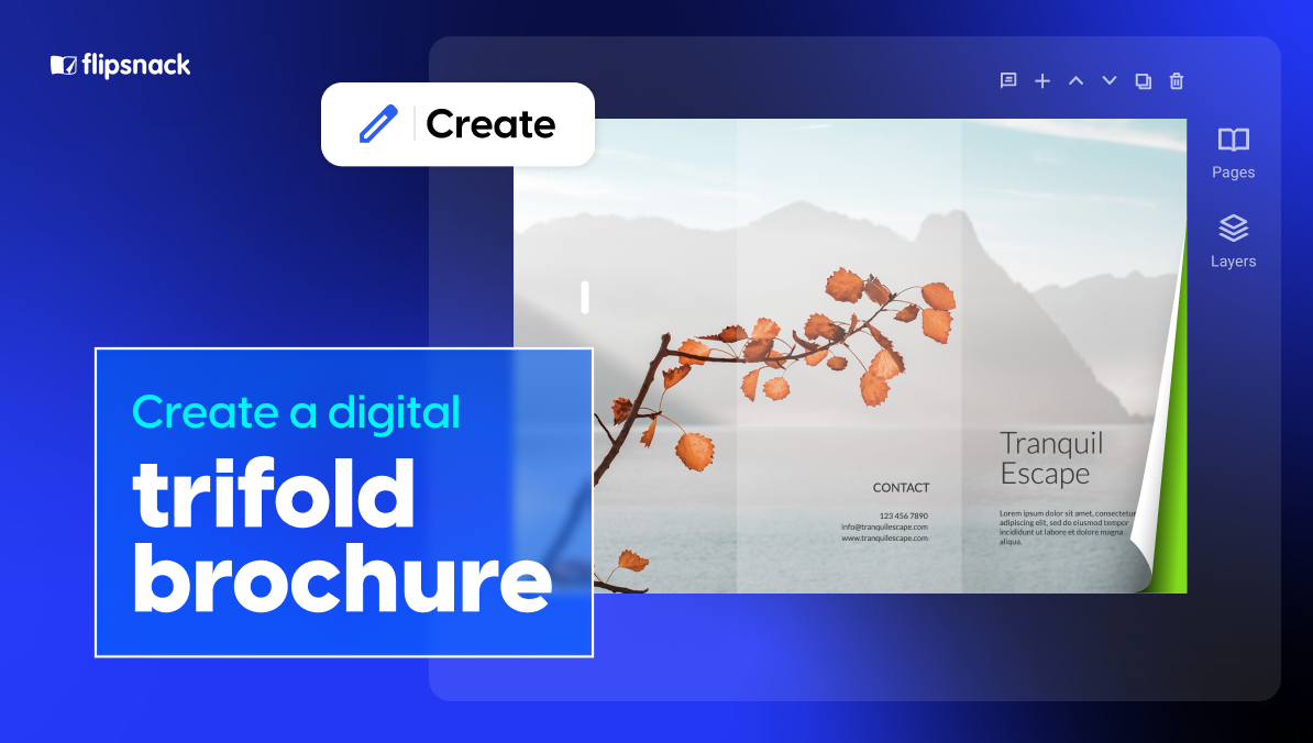 Create a digital trifold brochure in Flipsnack