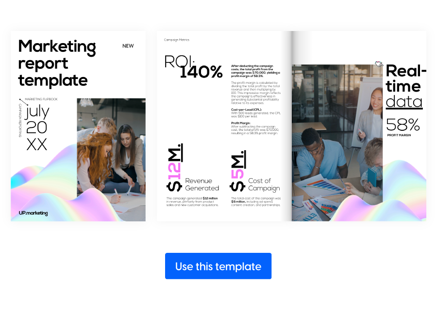 Marketing report template from Flipsnack