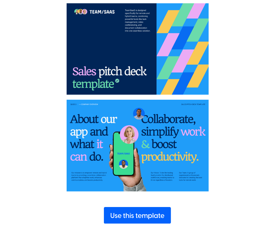 Sales pitch deck template example from Flipsnack