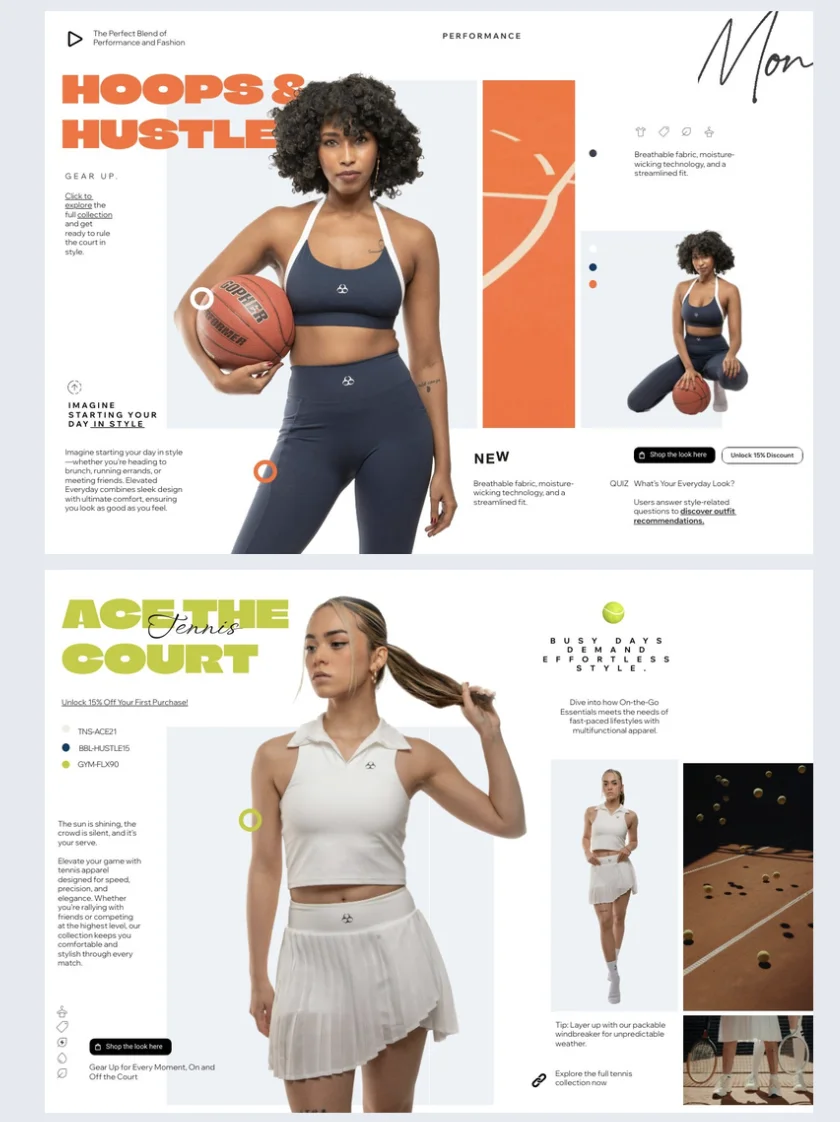 The customizable sportswear lookbook is a sleek and modern template designed for sportswear brands and marketers to showcase their latest collections. With a simple black-and-white color scheme, the focus remains on the gymwear models wear throughout the template, ensuring the apparel stands out.