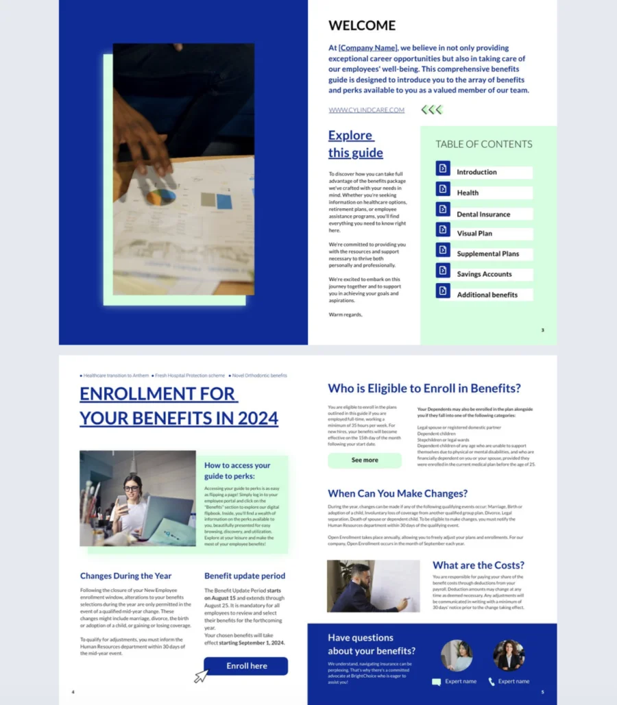 Interactive Employer Benefits Booklet Template