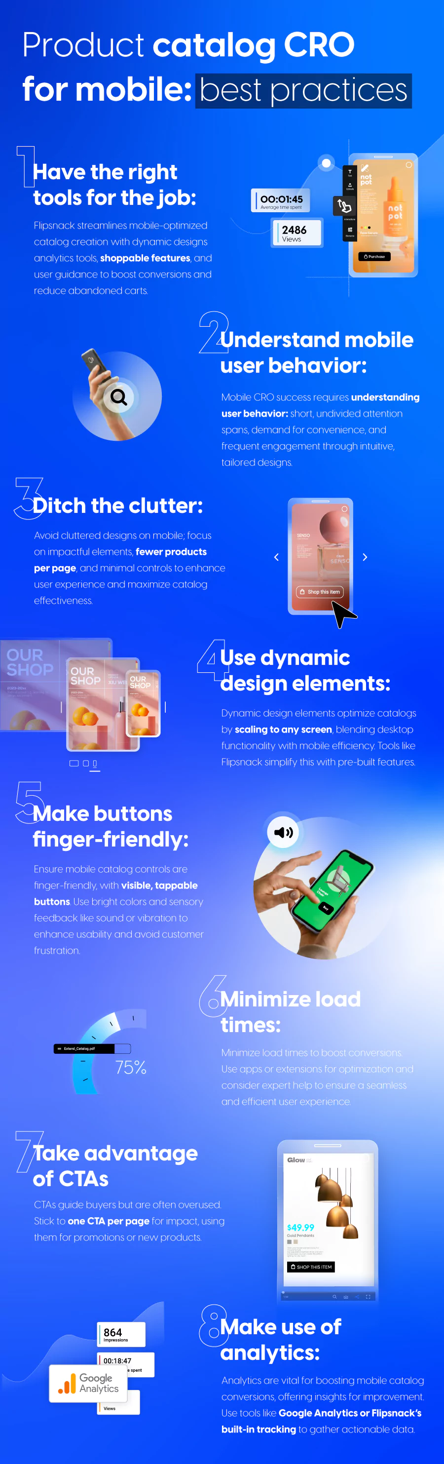 infographic for best practices: optimize mobile CRO in digital catalogs