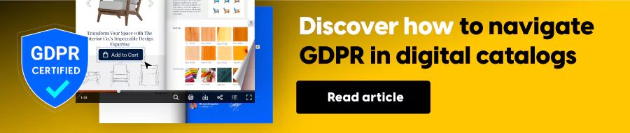 banner for reading more on GDPR compliance in digital catalogs, Flipsnack article