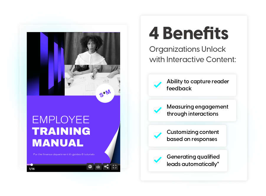 benefits that companies unlock with interactive content: ability to capture reader feedback, masure engagement via interactions