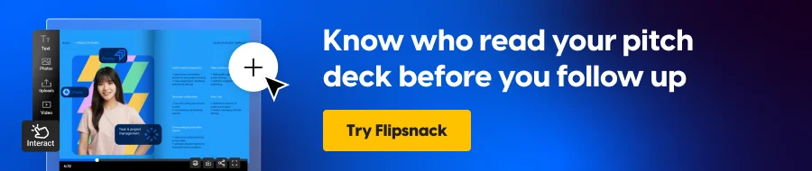 Flipsnack CTA banner: know who read your pitch deck before you follow up