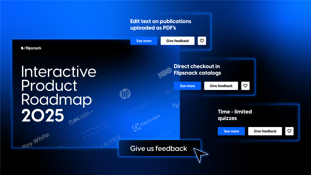 Interactive product roadmap made in Flipsnack