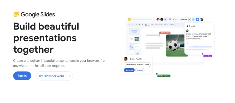 Google Slides presentation page showing real-time collaborative editing