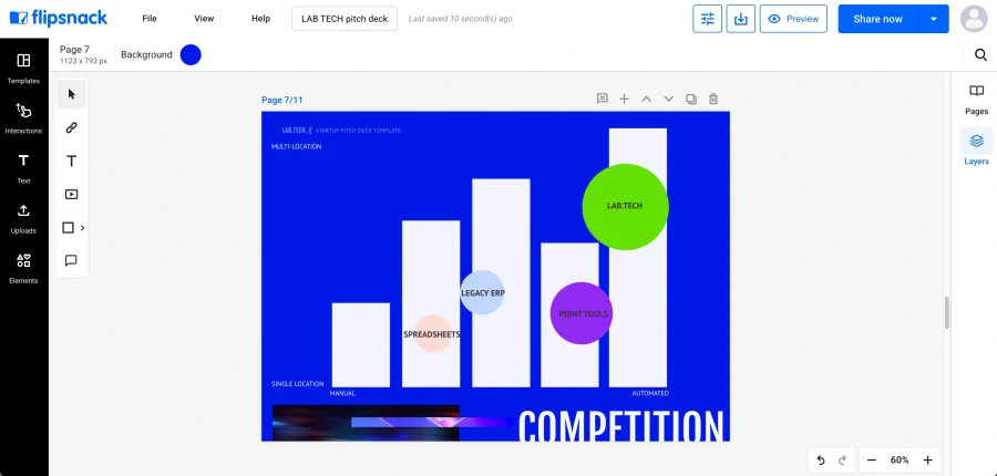 Competition slide using a two-axis positioning map instead of a feature comparison grid