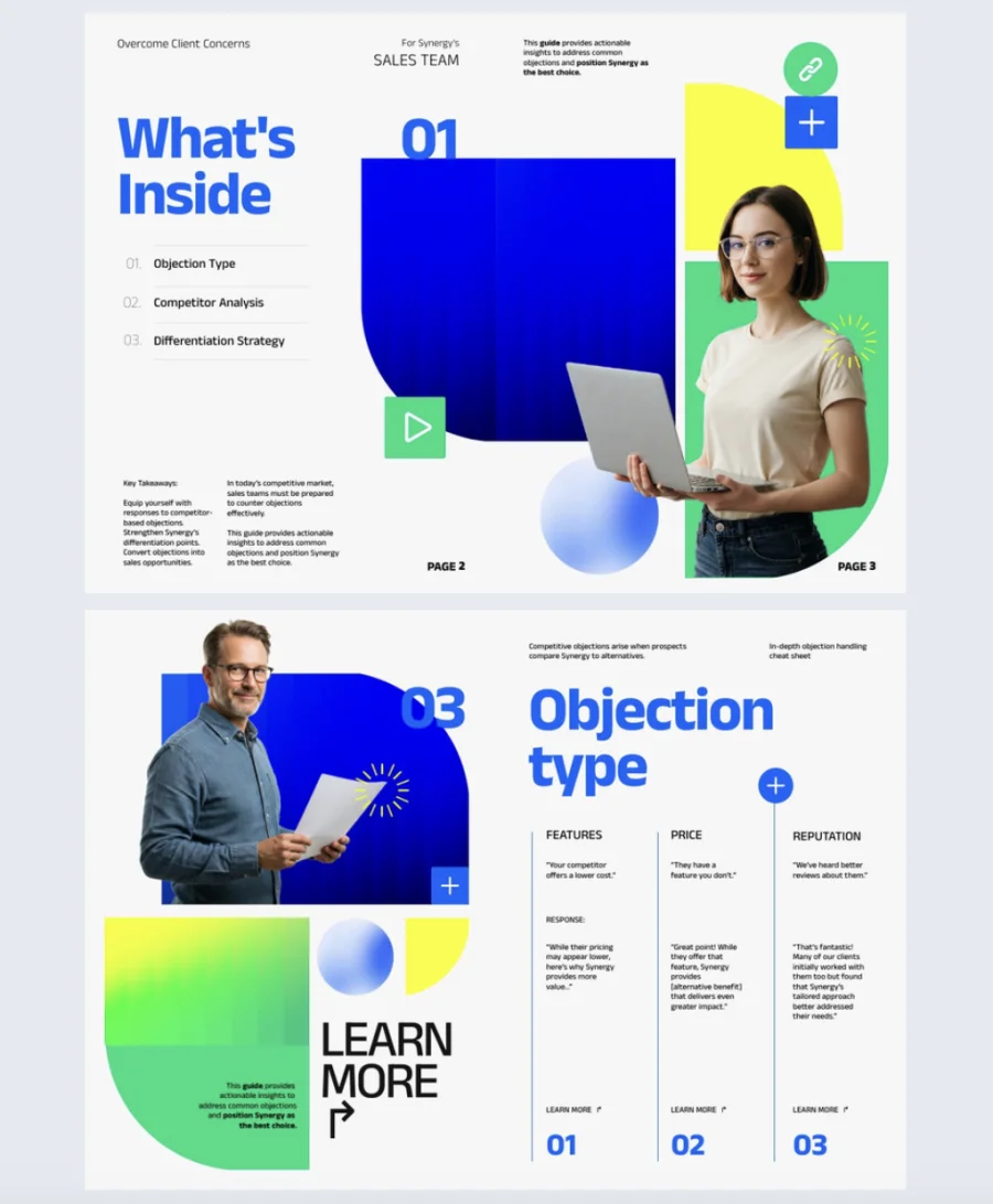 Competitive objection handling template made with Flipsnack
