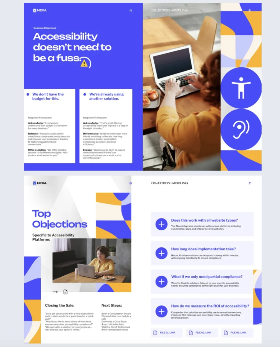 Objection handling script template made with Flipsnack