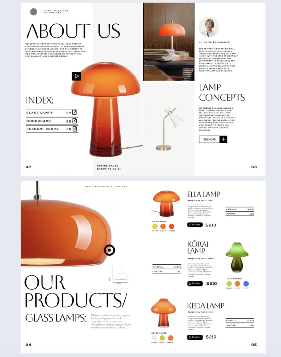 Lighting product catalog template made with Flipsnack