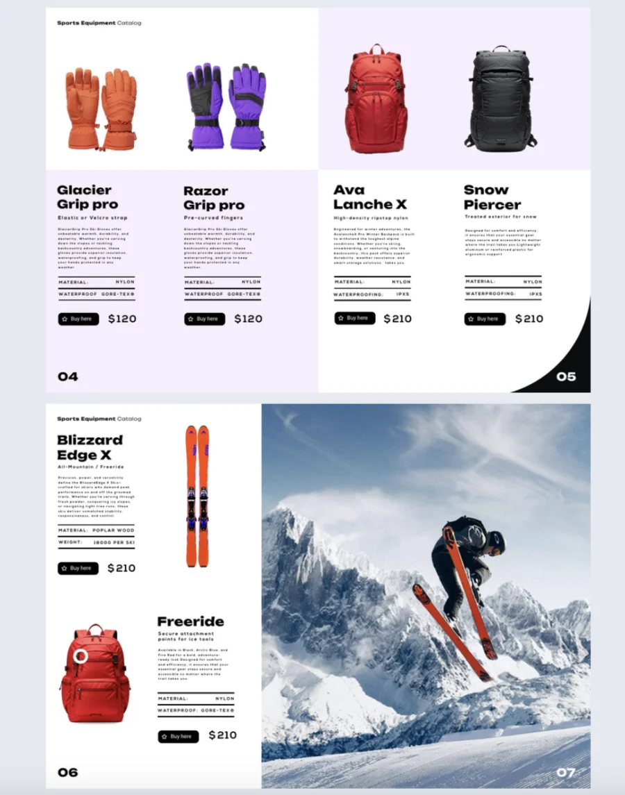 Winter sports catalog template made with Flipsnack