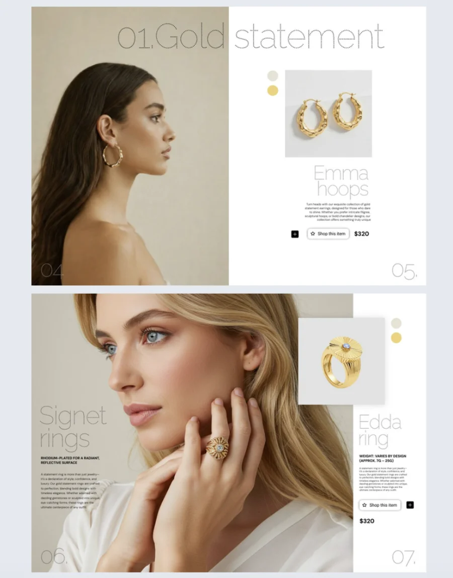 Fine jewelry product catalog template made with Flipsnack