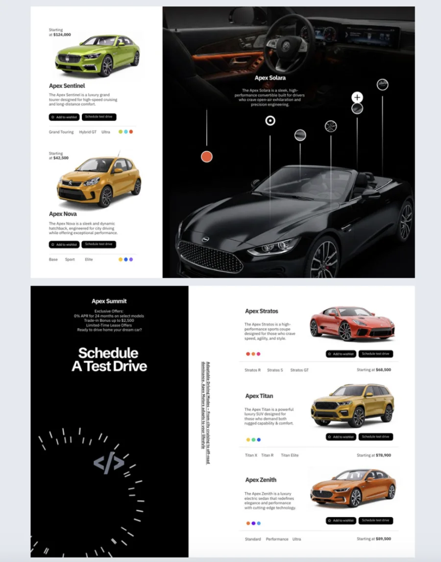 Interactive car catalog template made with Flipsnack