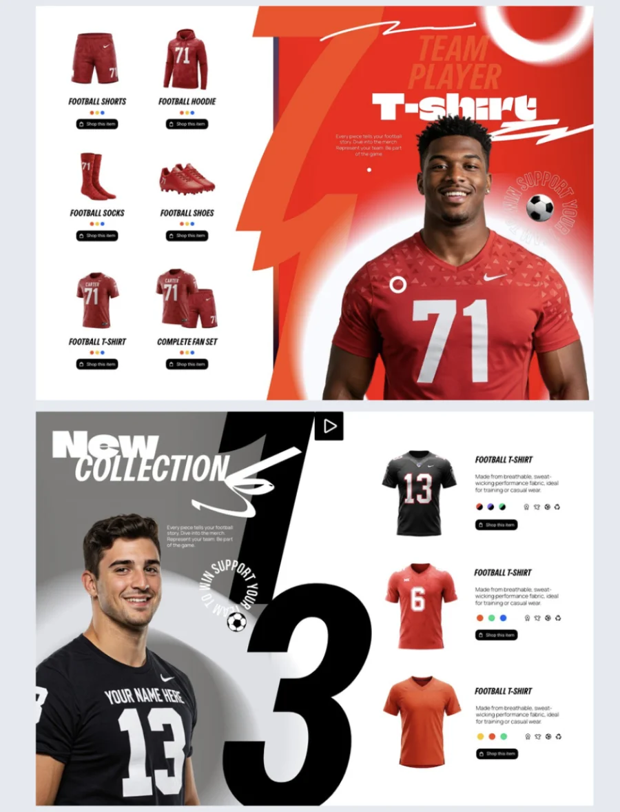 Football merchandise catalog template made with Flipsnack