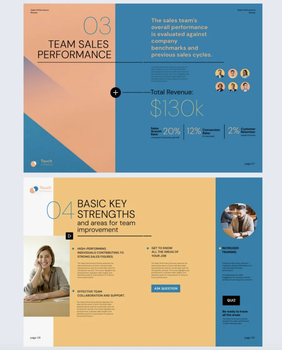 Sales performance review template made with Flipsnack