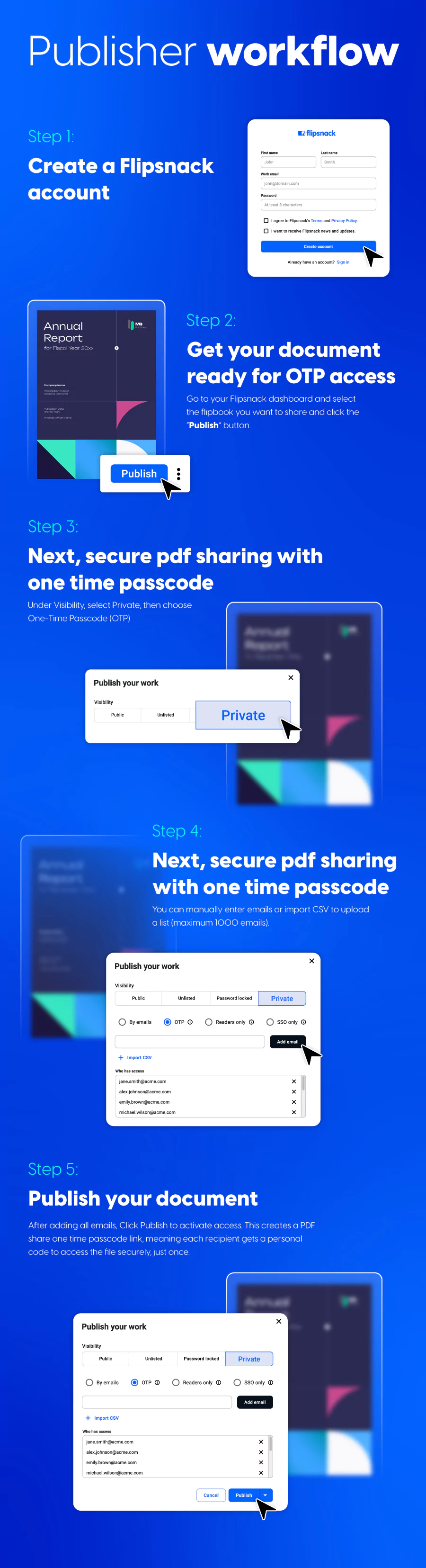 how to publish your documents with one time passcodes