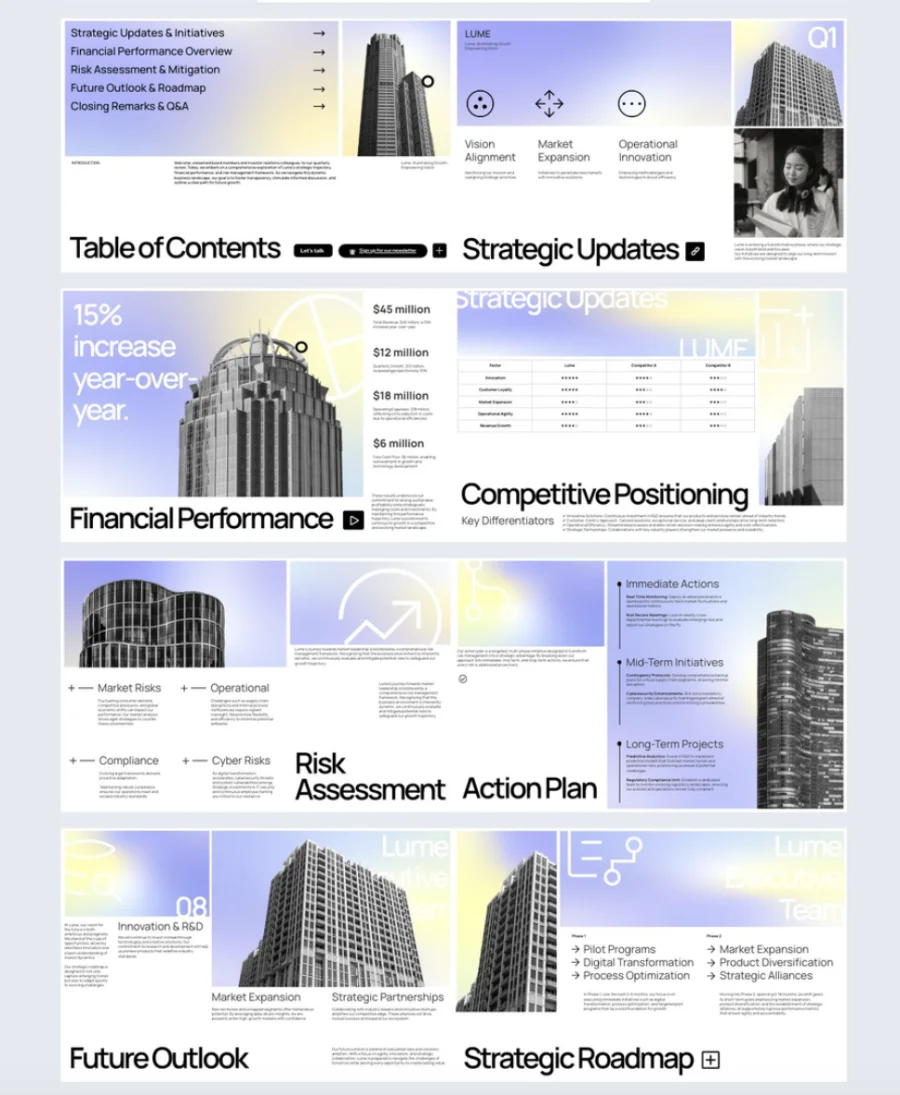 Board meeting investor presentation example made with Flipsnack