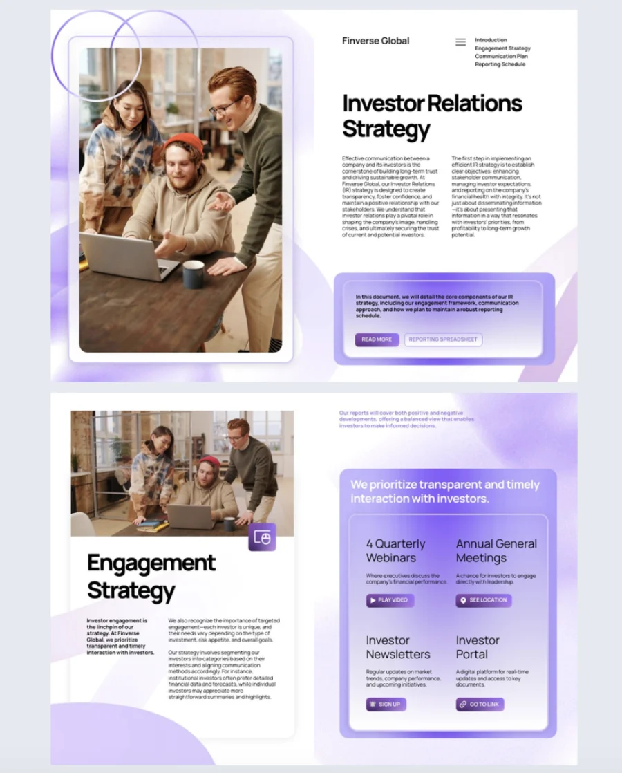 Investor relations strategy example made with flipsnack