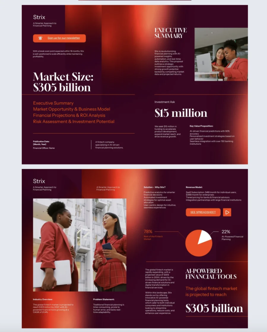 Interactive investment proposal example made with Flipsnack