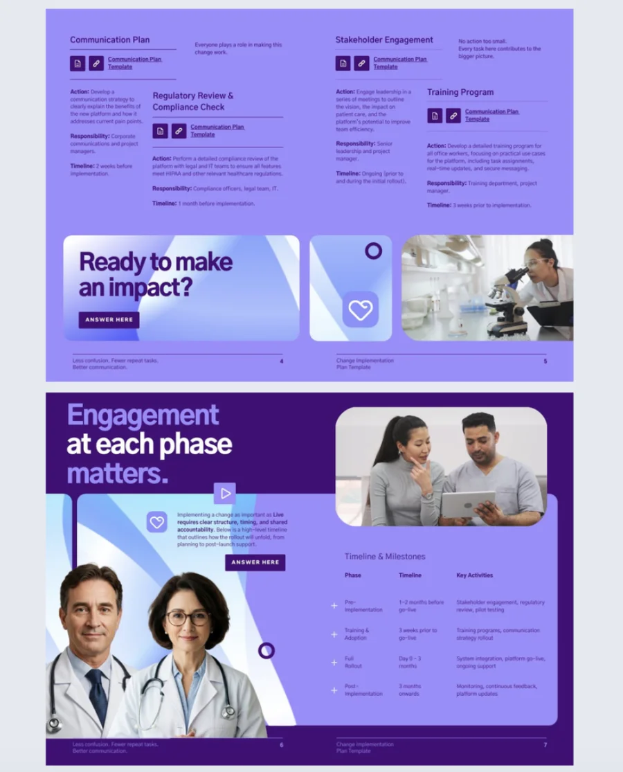 Change implementation plan template made with Flipsnack