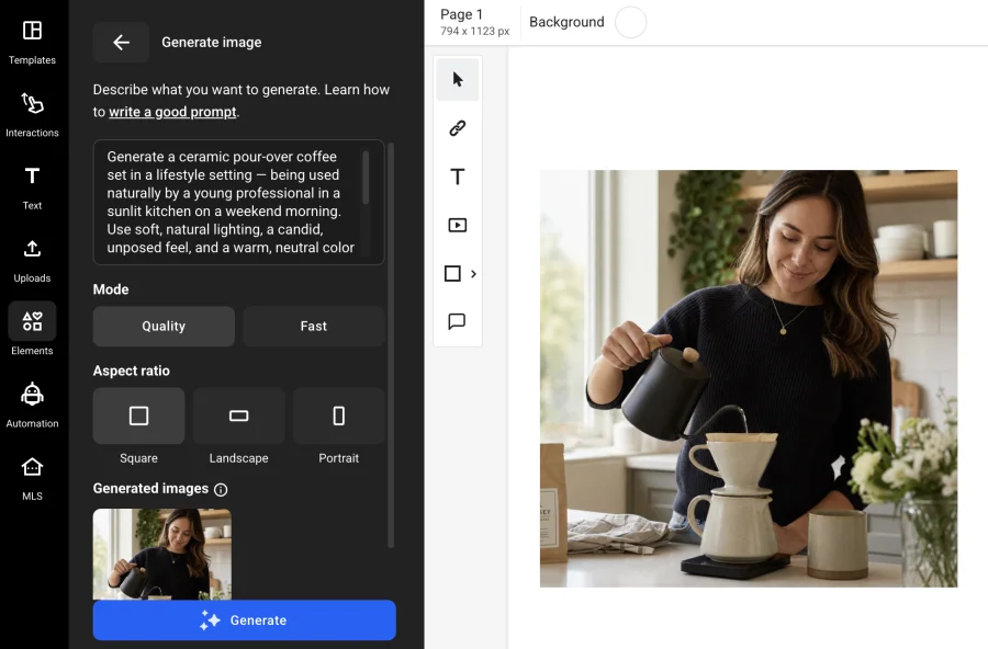 Generate your images directly inside Flipsnack with AI