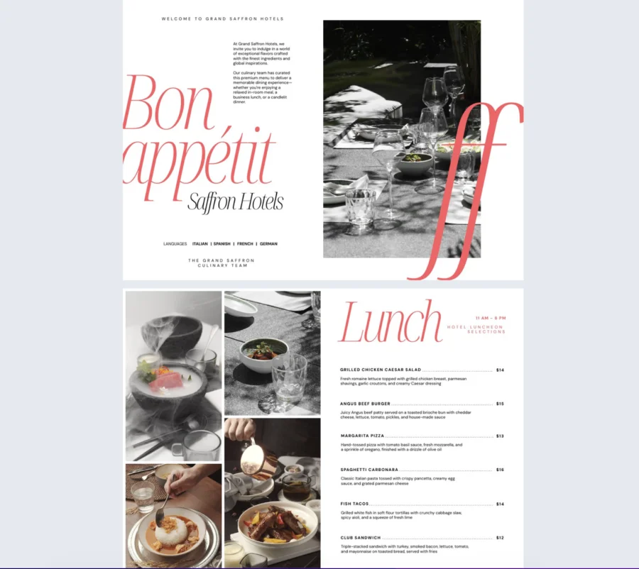 Digital Hotel Menu Template