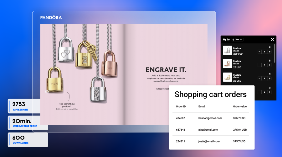 shopping list feature added to a digital catalog