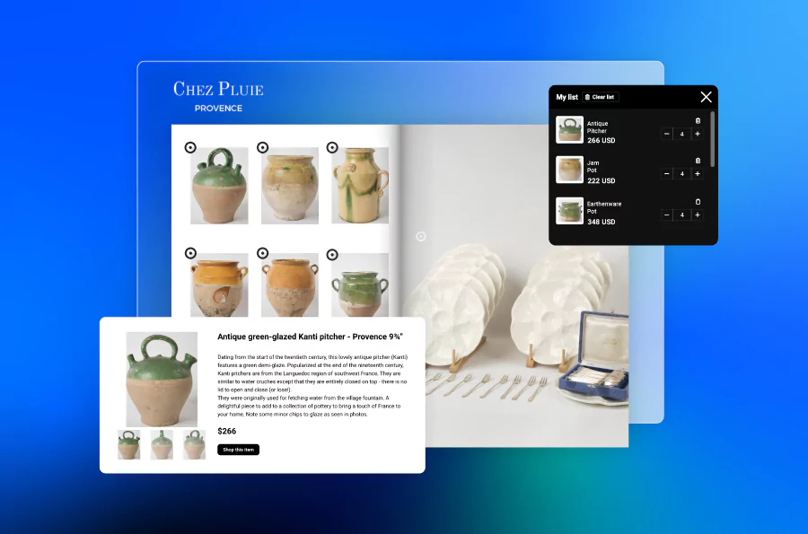 sales from product magazine with shopping list