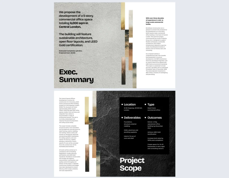Interactive Construction Proposal Template