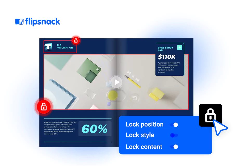 template locking feature presented in Flipsnack's Design Studio