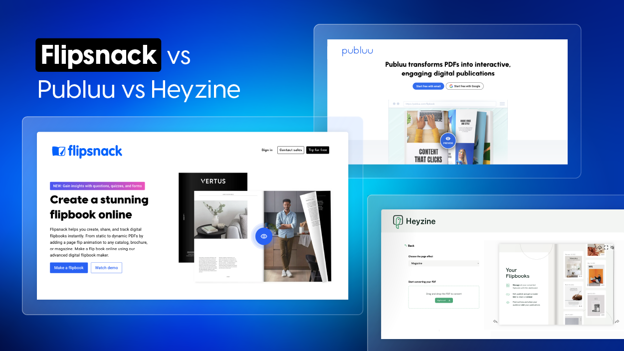 Flipsnack vs Publuu vs Heyzine