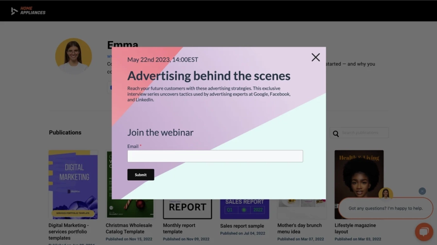 Pop-up in Flipsnack