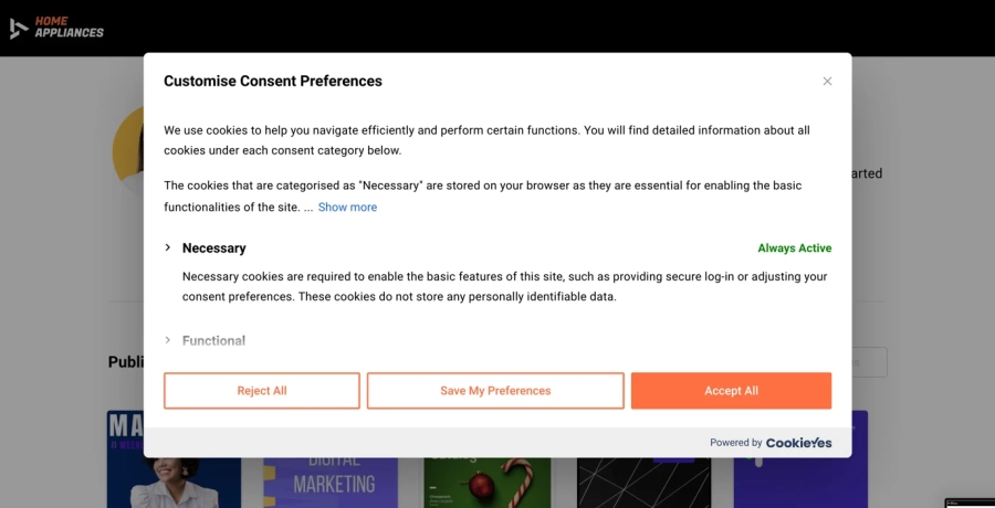 Custom consent banner in Flipsnack